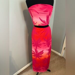 Tropical Pink and Orange Maxi Dress